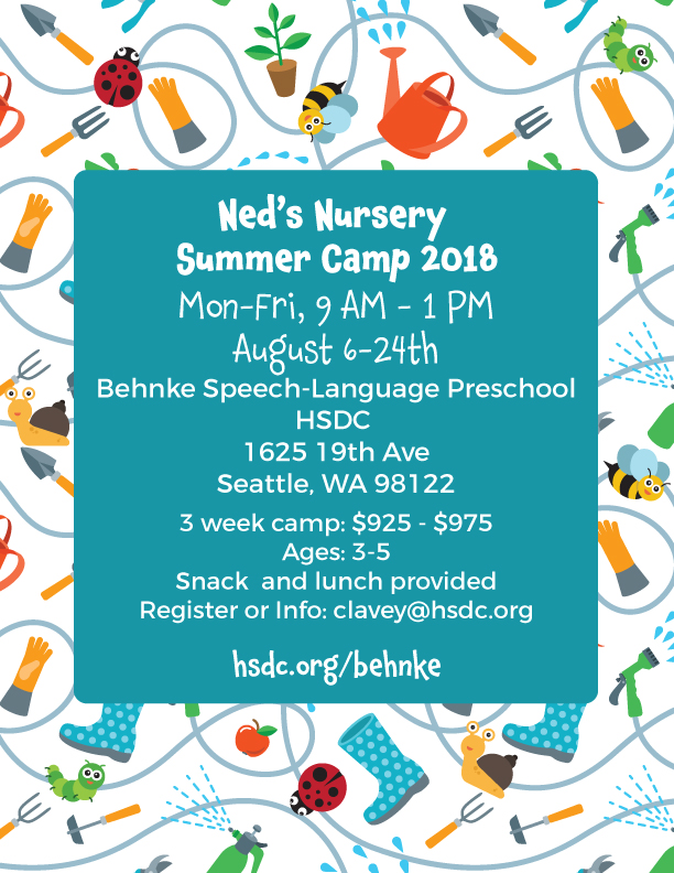 Behnke Summer Camp 2018 - Ned's Nursery August  6-24.